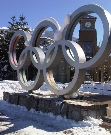 a photo of the olympic rings to symbolize our contribution to providing sports physiotherapy to canadian athletes at many olympic games