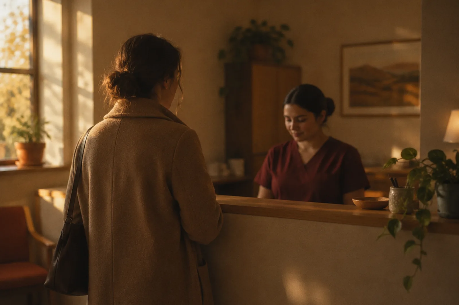 Patient arriving for an appointment at the clinic