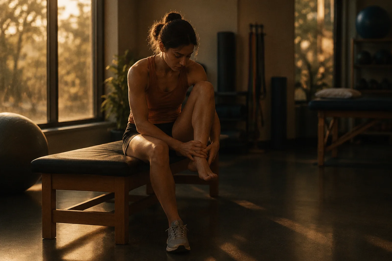 A physiotherapist working with an athlete during sports rehabilitation