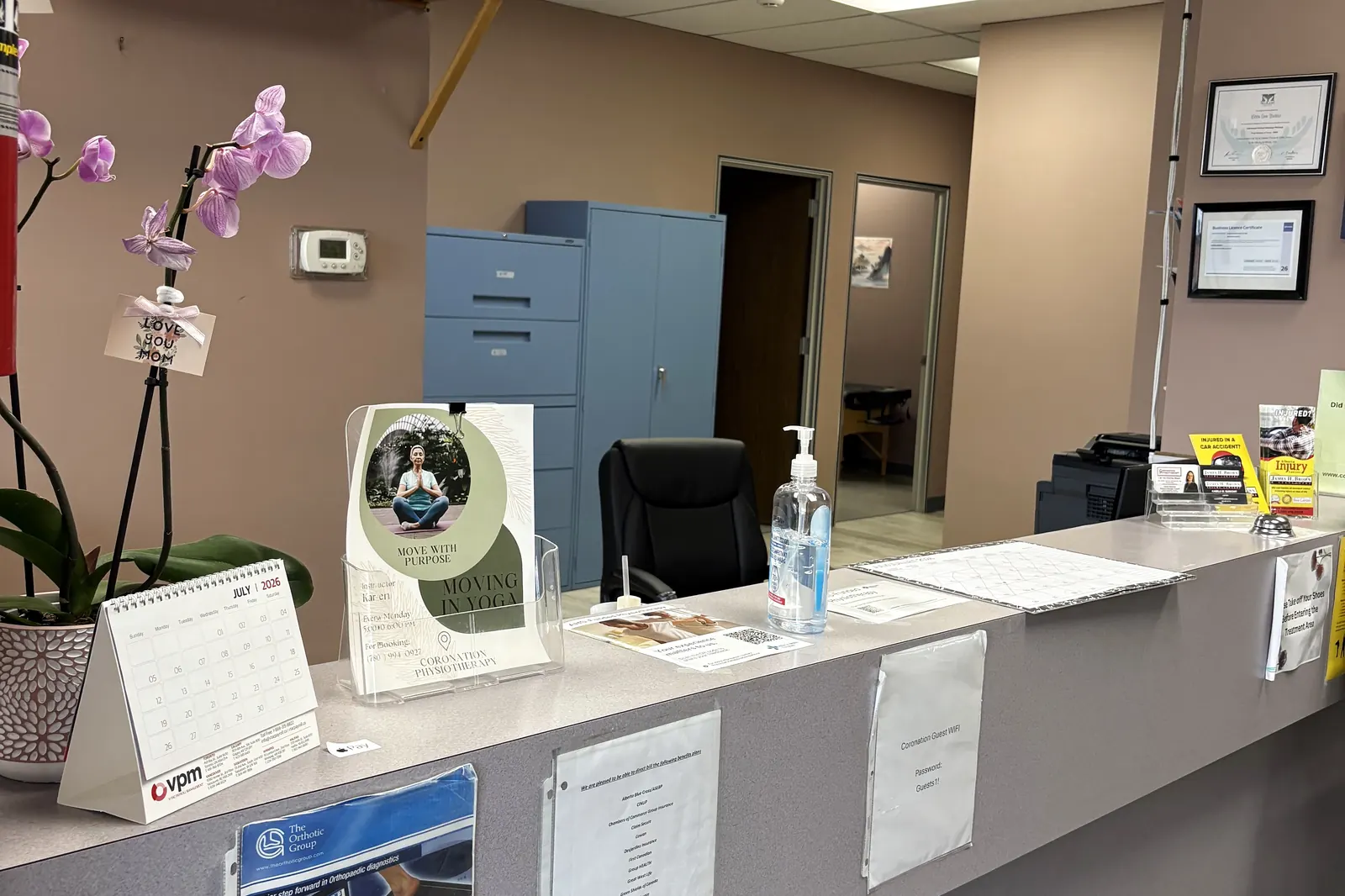 Reception area where appointments are booked and coverage confirmed