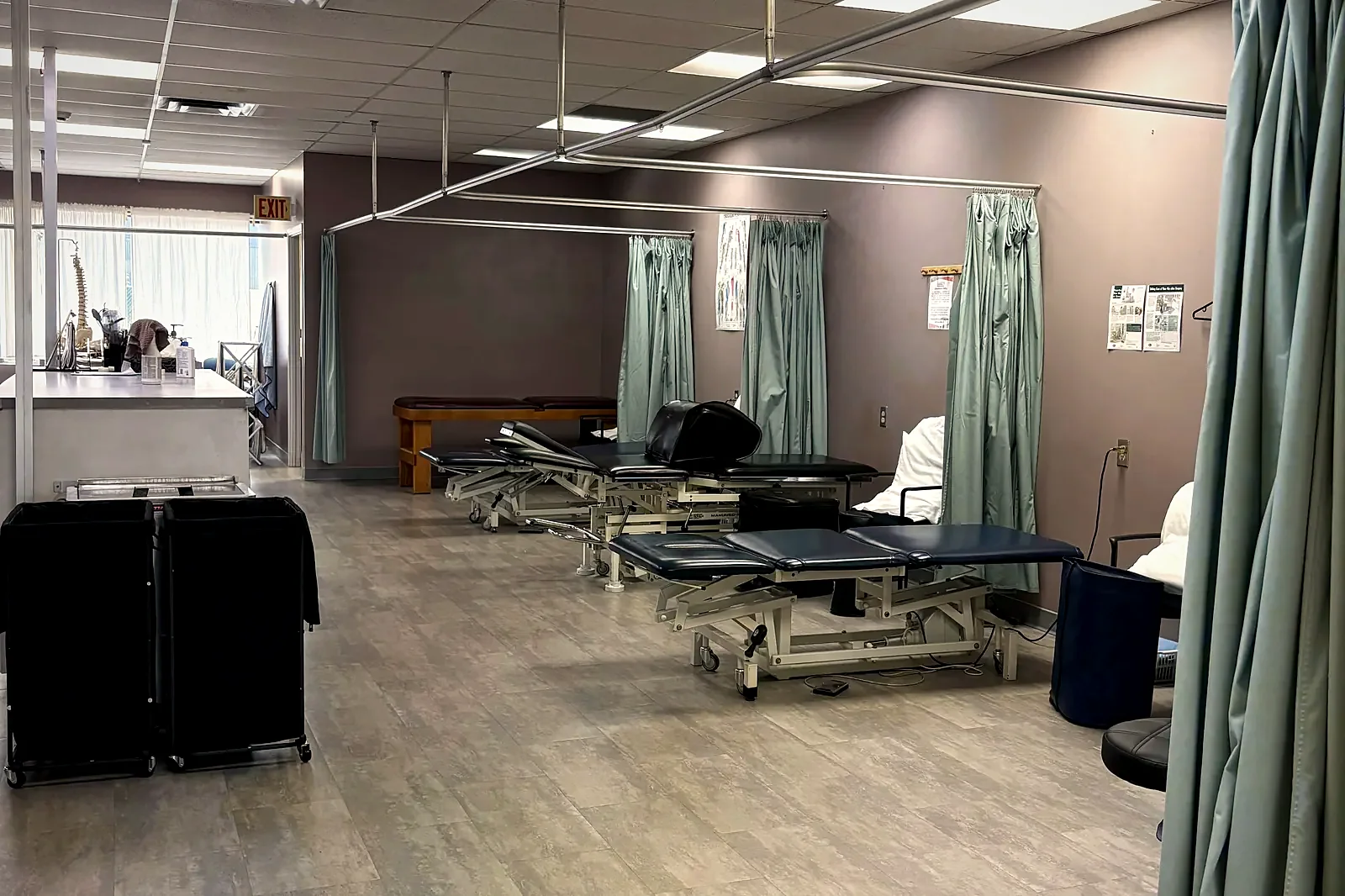 Treatment tables in the rehabilitation gym